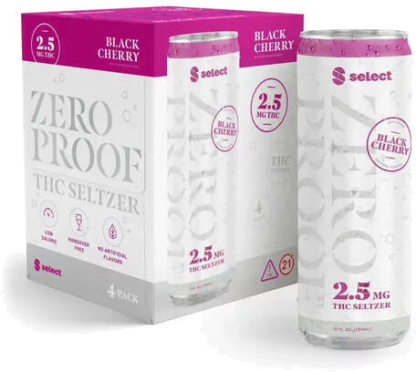 CURALEAF ZERO PROOF BLACK CHERRY SELTZER (2.5MG THC) 4PK CAN