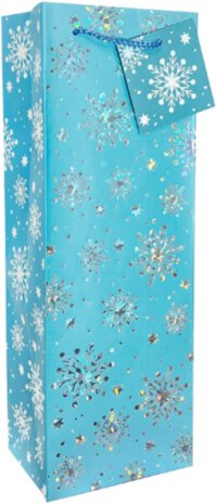 Holiday Ice Blue Snowflake - Wine Bag