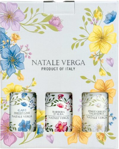 Natale Verga Floral Collection Gift Set Featuring Gavi Barbera And Pinot Grigio