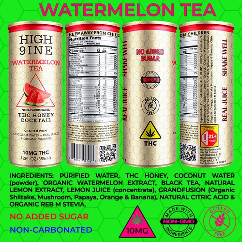 High 9ine Watermelon Tea 10mg THC Honey Cocktail