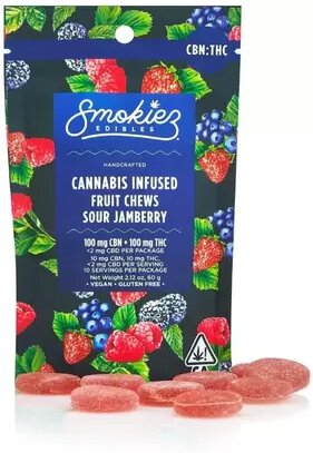 Smokiez Edibles THC 100mg CBN Sour Jamberry