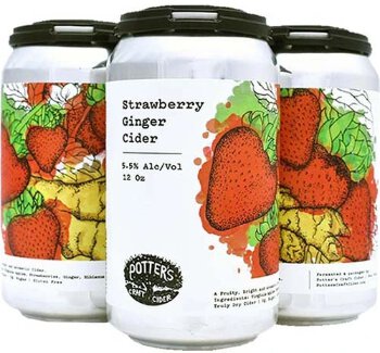 Potters Strawberry & Ginger Bloom Cider 4pk 12oz Can