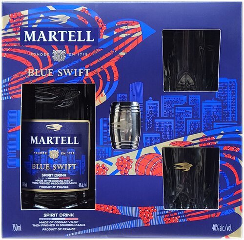 Martell Blue Swift Gift Set With Glasses And 2 Garnish Picks