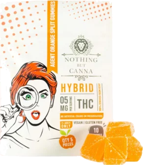 Nothing But Canna Agent Orange Split Gummies Hybrid 5mg Pieces 50mg Bag
