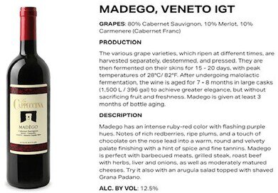 La Cappuccina Madego Red Blend Italy Organic