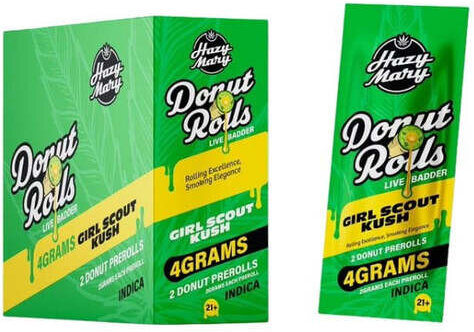Hazy Mary Donut Rolls Live Bladder 2g Pre Roll Girl Scout Kush Indica