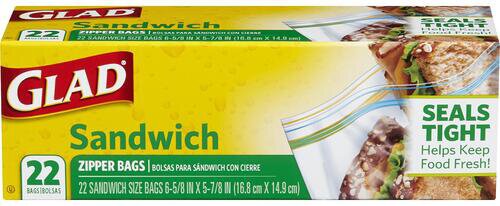 Glad Zipper Sandwich Storage Double Seal Bags