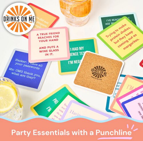 DRINKS ON ME COASTERS