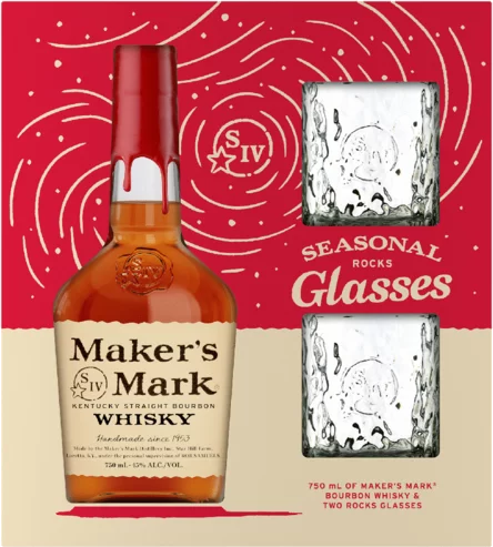 Maker's Mark Bourbon Gift Set With Rocks Glasses
