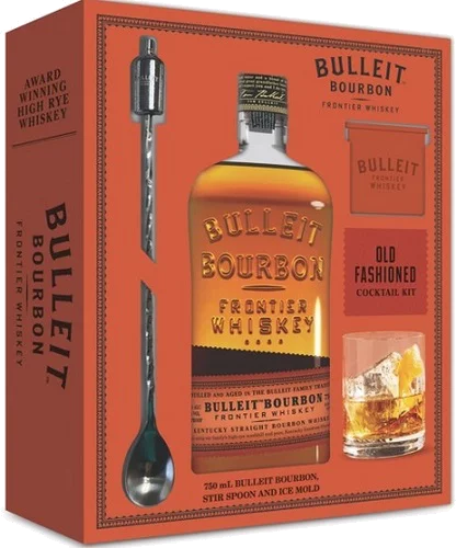 Bulleit Bourbon with Ice Mold and Cocktail Spoon