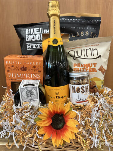 Luxury Veuve Champagne Gift Basket with Gourmet Snacks