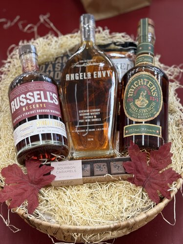 Premium Bourbon Gift Basket - Angel's Envy. Russell's Reserve & Michter's.