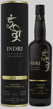 Indri Agneya Indian Single Malt Whisky Proof Sherry & Bourbon Cask Limited Release