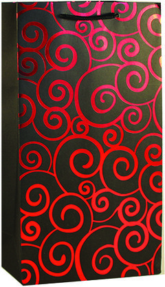 Gift Bag Red Swirls Double