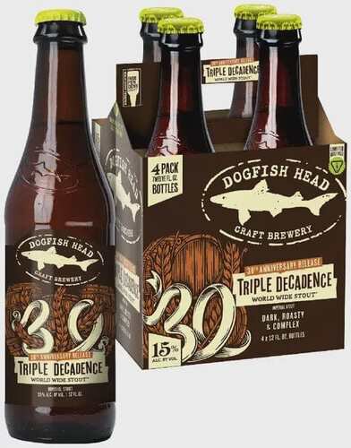 DOGFISH HEAD TRIPLE DECADENCE WORLD WIDE STOUT BEER