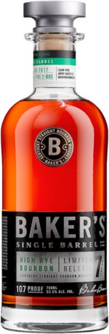 BAKER'S STRAIGHT BOURBON SINGLE BARREL HIGH RYE BOURBON LIMITED RELEASE 7 YEAR WHISKEY