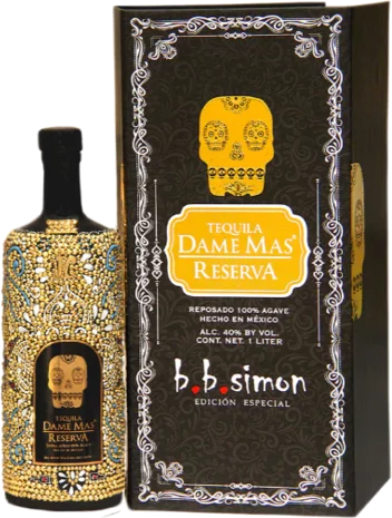 Dame Mas Tequila Reserva Extra Anejo  Special Edition B. B Simon Gold