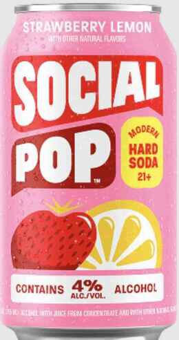 Social Pop Strawberry Lemon Hard Soda