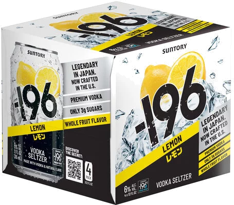 Suntory -196 Lemon Vodka Seltzer (4-Pack) Cans