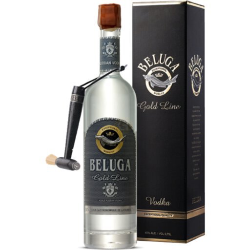 BELUGA Gold Line Vodka 750ml ショットグラスセット Beluga Vodka Gold Line 750mL & 3x Shot Glass Gift Set – Hi Proof
