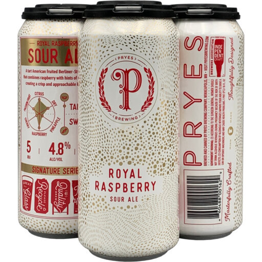 Pryes Brewery Raspberry Pryes Brewing Royal Raspberry Sour Ale 16oz Cans - Apple Valley Liquor ...