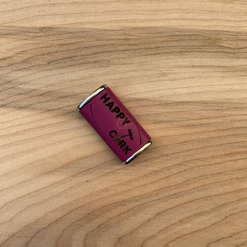 Haus Of Topper Objects Leather Wrapped Small Lighter Cover With Lighter Purple Color With Engraved Happy Cork Logo