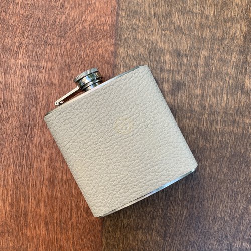 Haus Of Topper Objects Leather Wrapped Large Flask Light Grey