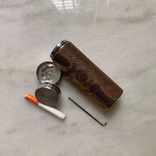Haus Of Topper Objects Exotic Skins Upcycled Dug Out Canister Brown Skin