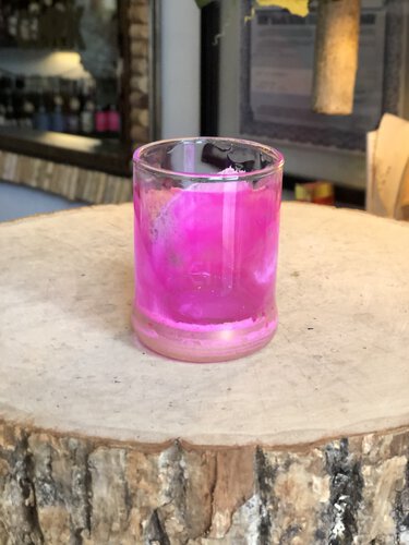 D And S Craftworks Handmade One Of A Kind Shot Glass Bright Pink With White Clear