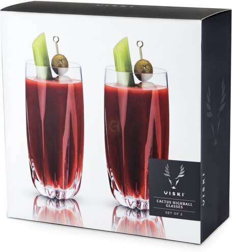 Viski Crystal Cactus Highball Glasses 2pk