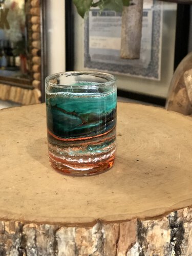 D And S Craftworks Handmade One Of A Kind Shot Glass Green With Coral