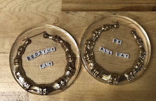 D And S Craftworks Clear Eighties Hoop Earrings Coaster Set Of 2 Bedstuy Fly Bk All Day