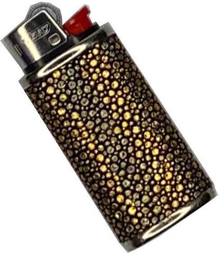 Haus Of Topper Objects Gold Python Wrapped Small Lighter Cover With Lighter