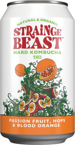 Strainge Beast Passion Fruit, Hops & Blood Orange Hard Kombucha ( 6 PK x 12 OZ CANS )