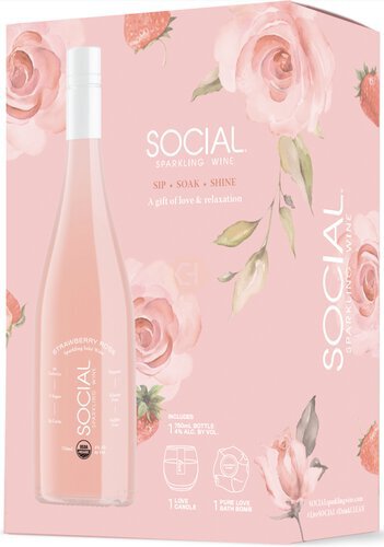 Social Strawberry Rosa Sparkling Wine Gift Set