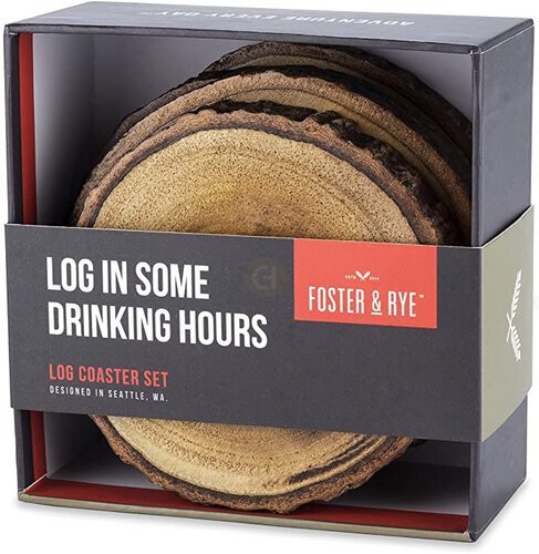 LOG COASTER SET 4CT
