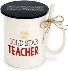 GOLD STAR TEACHER MUG WITH CHALK
