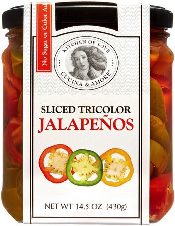 CUCINA & AMORE TRI-COLOR JALAPENOS 16.5 OZ