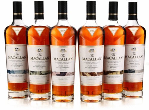 Macallan James Bond 60th Anniversary release Full Collection   6Btl Decade 1-6