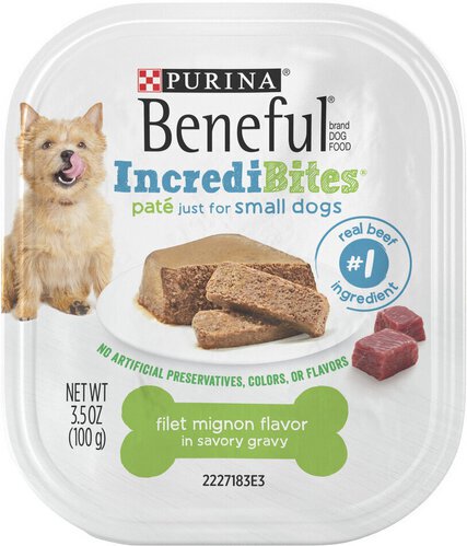 Beneful IncrediBites Pate Wet Dog Food for Small Dogs Filet Mignon Flavor in a Savory Gravy