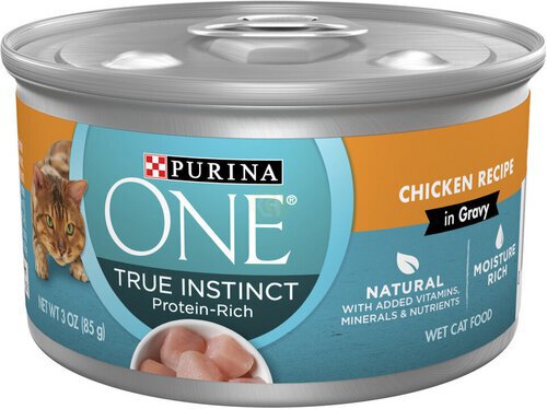 Purina ONE Natural High Protein Cat Food, True Instinct Chicken Recipe in Gravy
