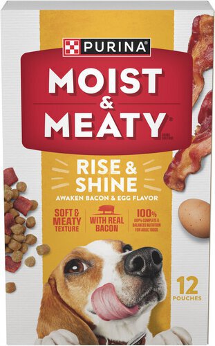 Purina Moist and Meaty Rise and Shine Awaken Bacon and Egg Flavor Soft Dog Food Pouches