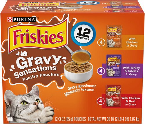 Purina Friskies Gravy Wet Cat Food Variety Pack, Gravy Sensations Poultry Pouches