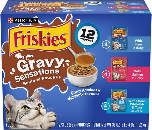 Purina Friskies Gravy Wet Cat Food Variety Pack, Gravy Sensations Seafood Pouches