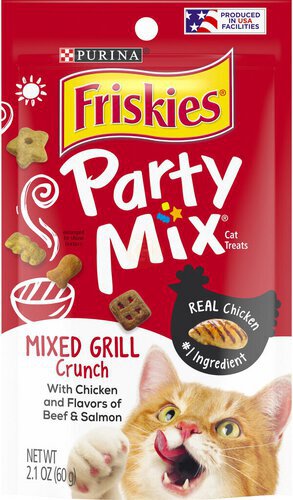 Purina Friskies Made in USA Facilities Cat Treats, Party Mix Mixed Grill Crunch