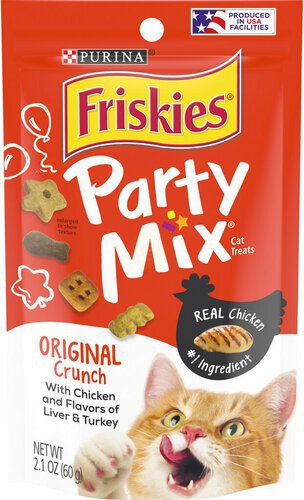 Purina Friskies Made in USA Facilities Cat Treats, Party Mix Original Crunch