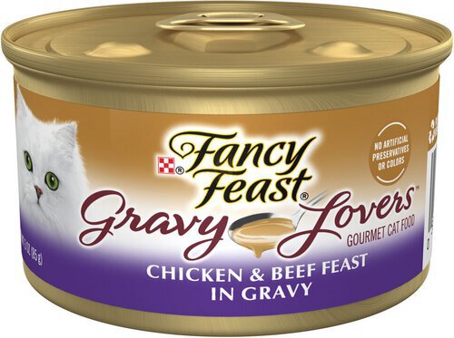 Purina Fancy Feast Gravy Lovers Chicken and Beef Feast Gourmet Cat Food in Wet Cat Food Gravy