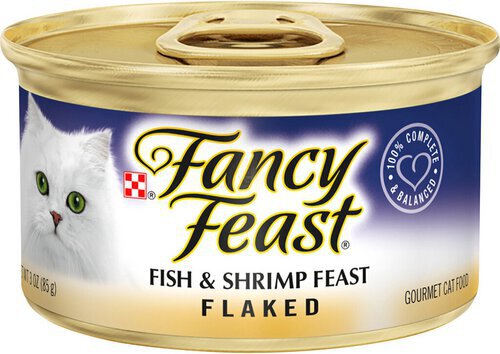 Purina Fancy Feast Wet Cat Food, Flaked Fish & Shrimp Feast