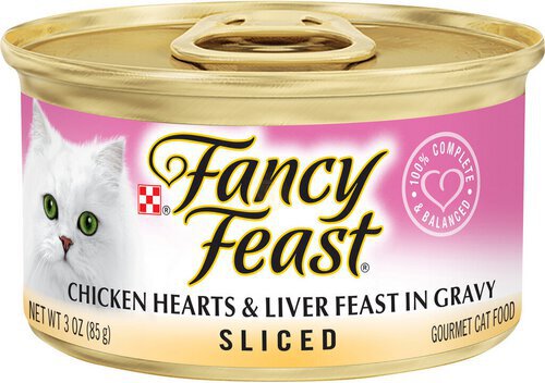 Purina Fancy Feast Gravy Wet Cat Food, Sliced Chicken Hearts & Liver Feast in Gravy