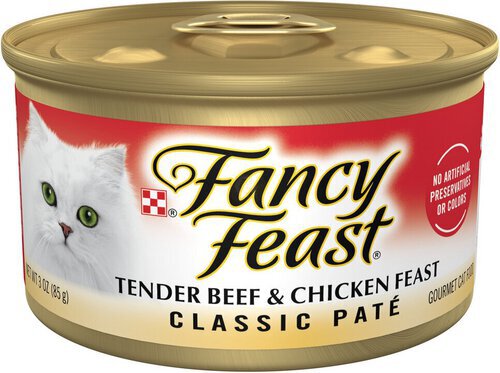 Purina Fancy Feast Tender Beef and Chicken Feast Classic Grain Free Wet Cat Food Pate